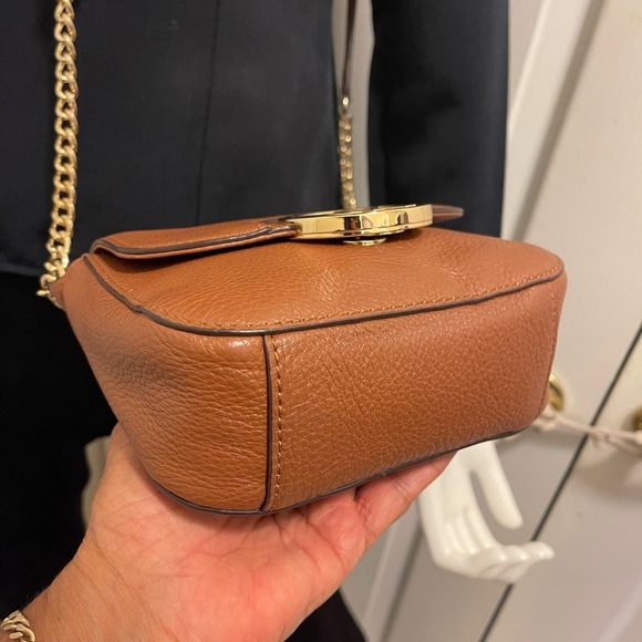 MICHAEL Michael Kors Small Pebbled Leather Crossbody Bag Purse with chain straps - Picture 9 of 14